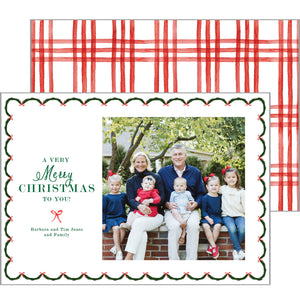 Christmas Garland and Red Bows Horizontal Photo Card