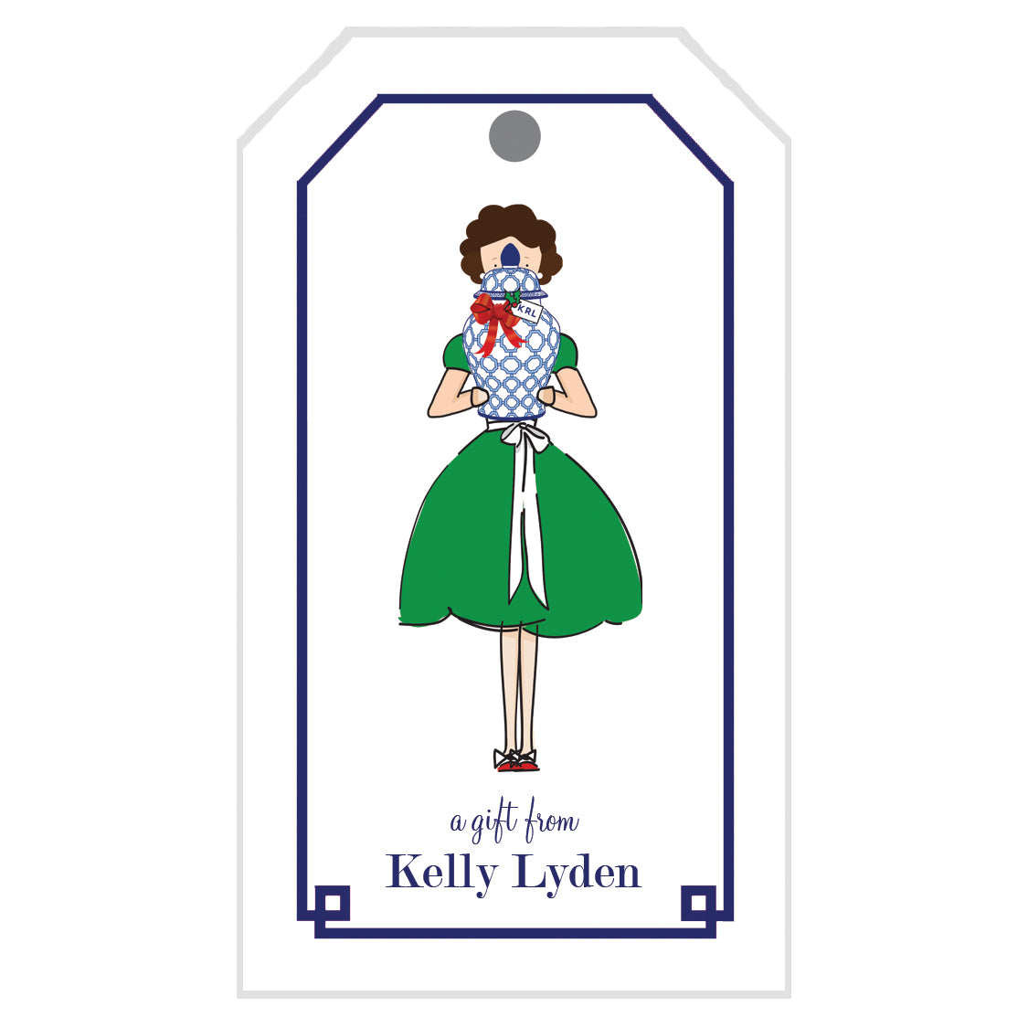 Ginger Jar Girl Personalized Christmas Gift Tags