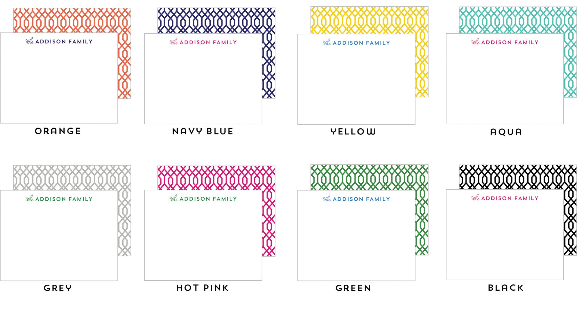 Geometric Trellis Personalized Flat Notecards - More Colors