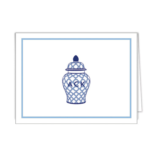 Geometric Ginger Jar Personalized Folded Notecards