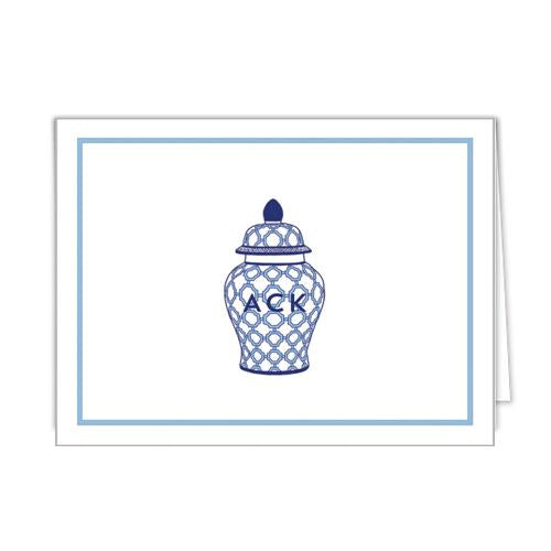 Geometric Ginger Jar Personalized Folded Notecards Wholesale