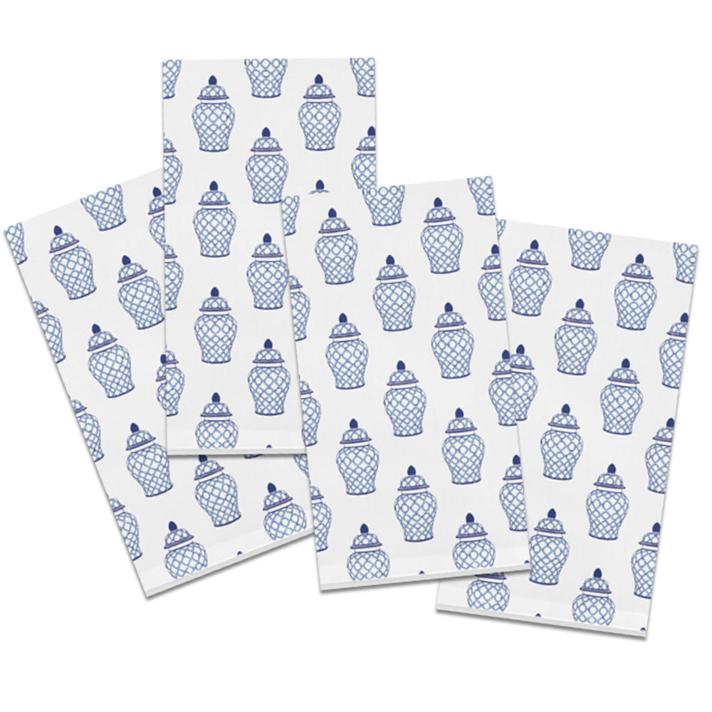 20"x20" Dinner Napkin Set of 4 | Blue & White Ginger Jars