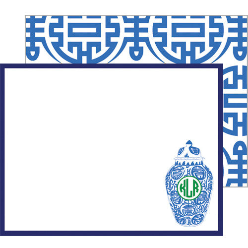 Monogram Ginger Jar Flat Notecards