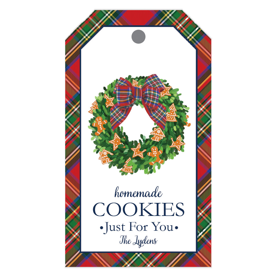 Gingerbread Wreath Personalized Christmas Gift Tags - WH Hostess Social Stationery gingerbread-wreath-personalized-christmas-gift-tags-wh-hostess-social-stationery