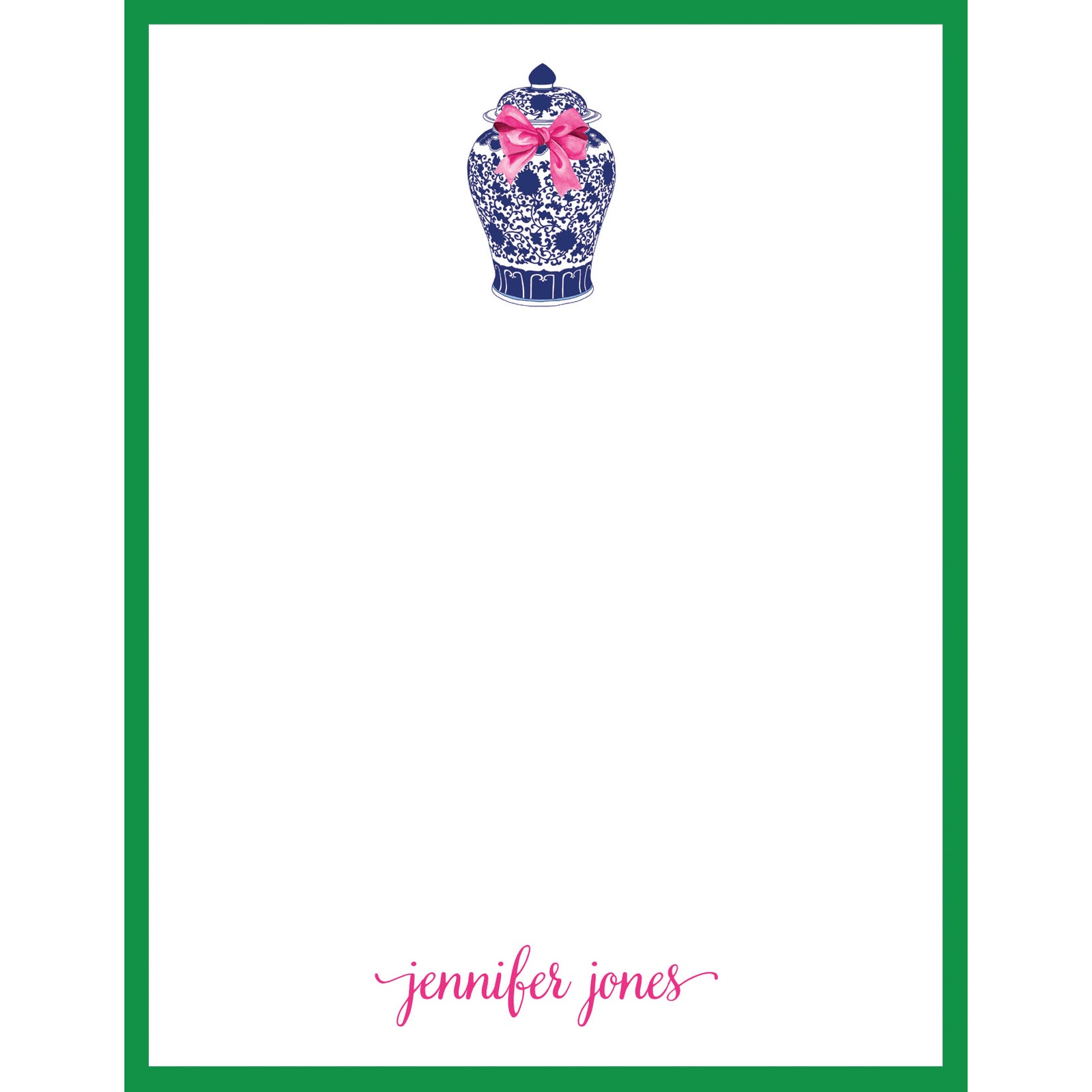 Ginger Jar with Pink Bow Personalized Notepad