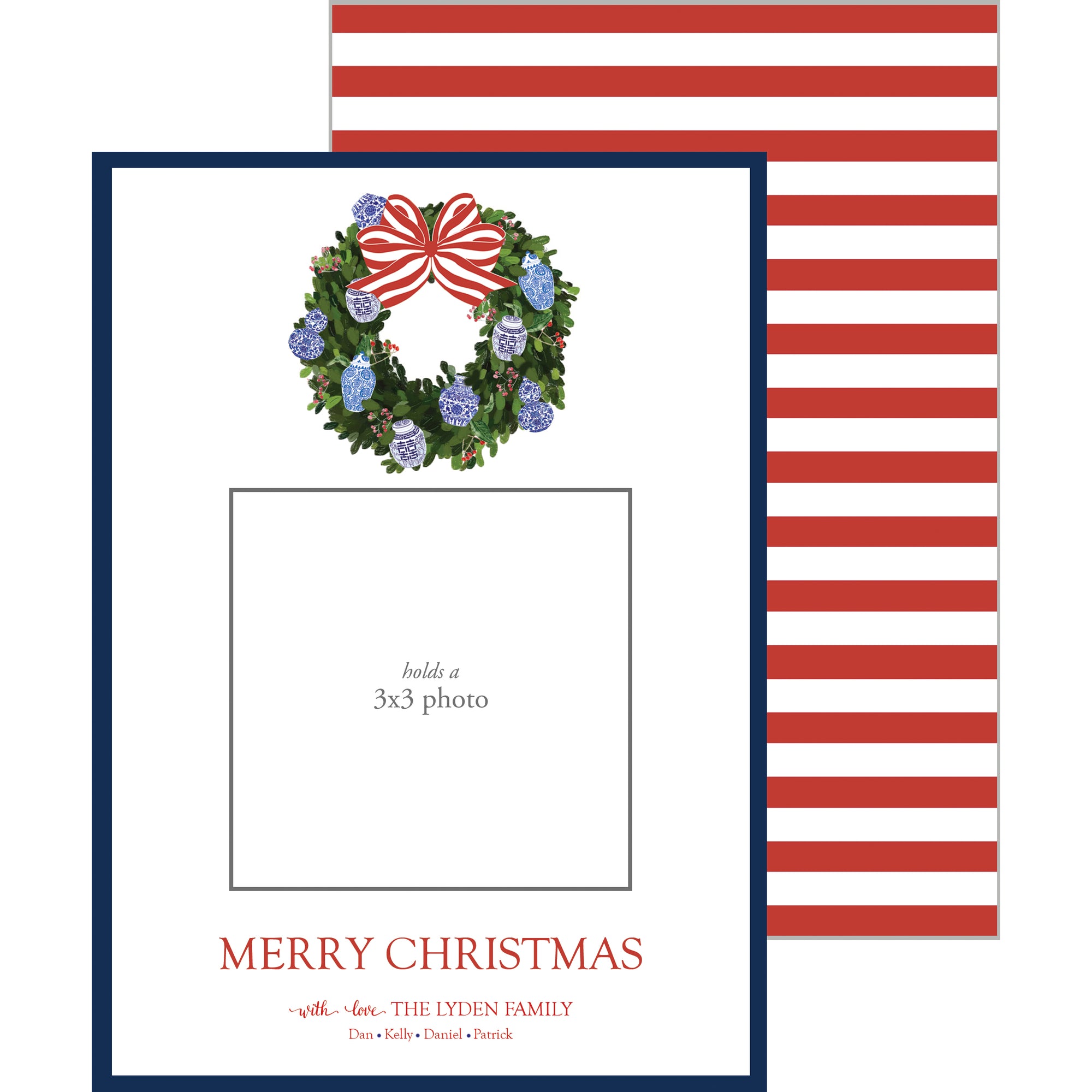 Blue and White Christmas Toile Photo Card - WH Hostess Social