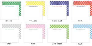 Gingham Personalized Flat Notecards - More Color Options