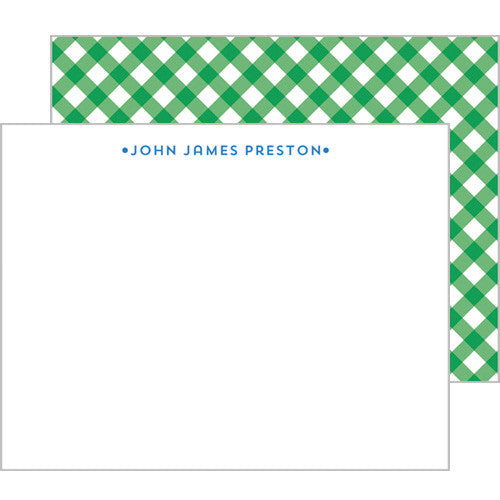 Gingham Personalized Flat Notecards - More Color Options