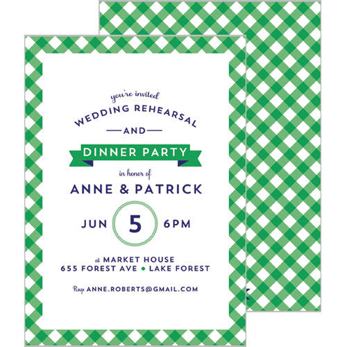 Gingham Check Invitation - Green