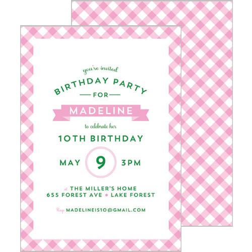 Gingham Check Invitation - Pink Wholesale