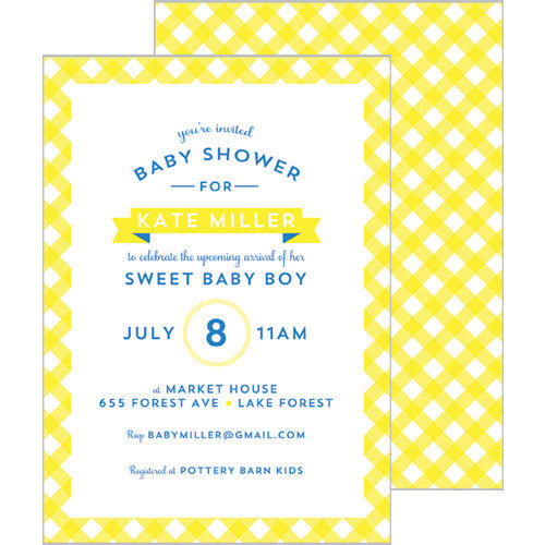 Gingham Check Invitation - Yellow