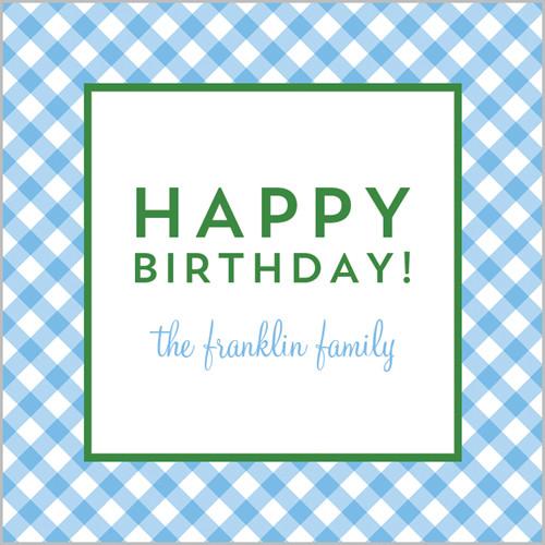 Gingham Check Gift Sticker - Set of 24 - Cornflower Wholesale