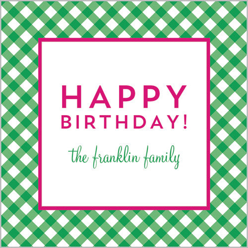 Gingham Check Gift Sticker - Set of 24 - Green