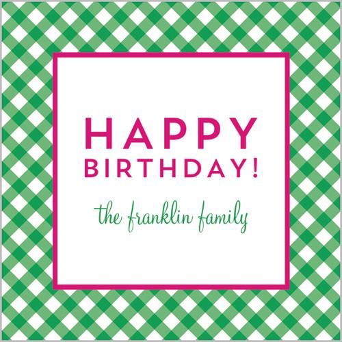 Gingham Check Gift Sticker - Set of 24 - Green Wholesale