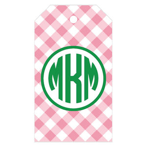 Gingham Check Monogrammed Gift Tags | More Colors