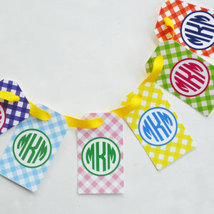 Gingham Check Monogrammed Gift Tags | More Colors