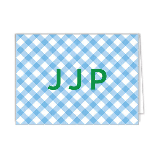 Gingham Personalized Folded Notecards - More Color Options