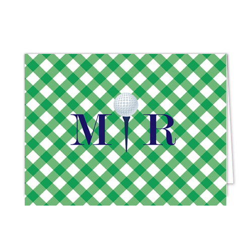 Gingham Golf Personalized Folded Notecards