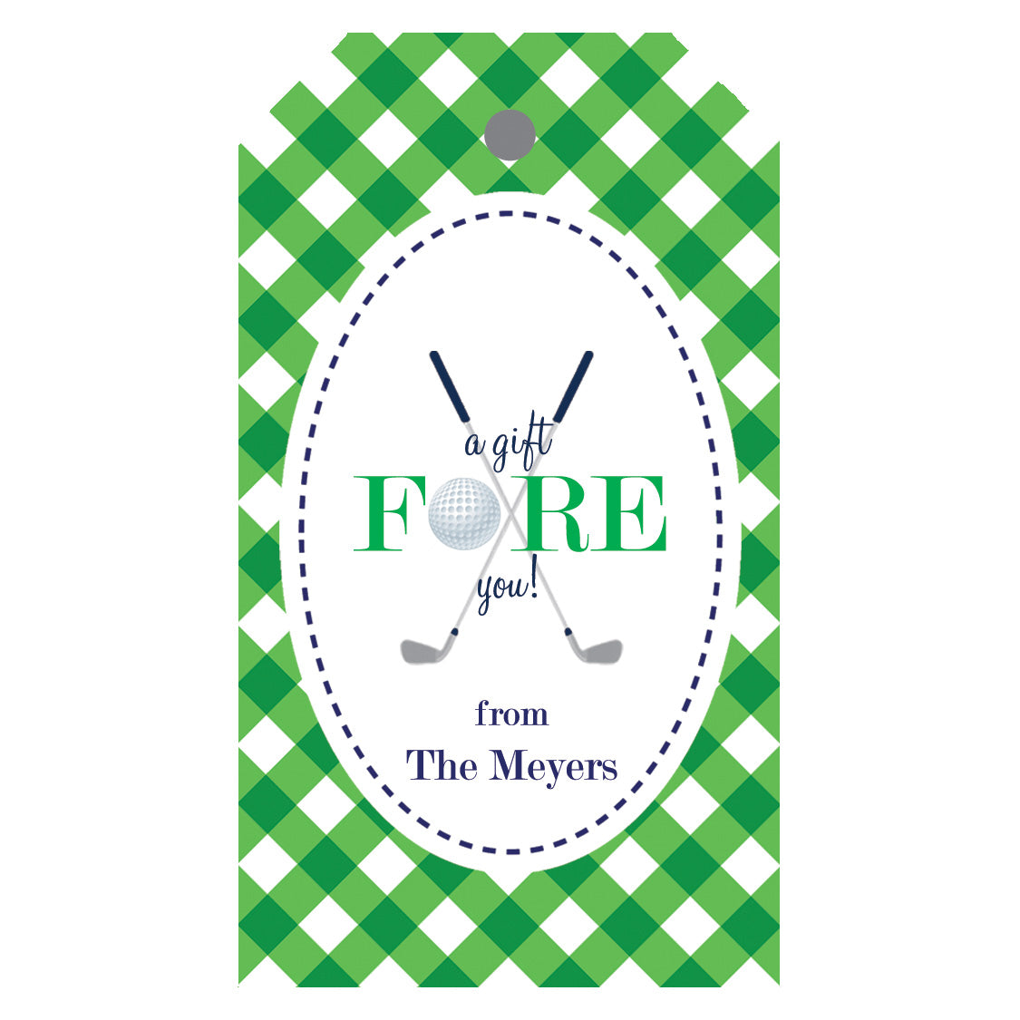 Gingham Golf Personalized Gift Tags