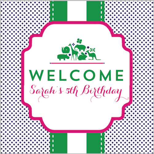 Preppy Animal Silhouettes Welcome Sign - Girl