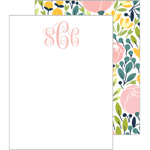 2 Round Floral Ikat Monogram Stickers  Set of 40 - WH Hostess Social  Stationery