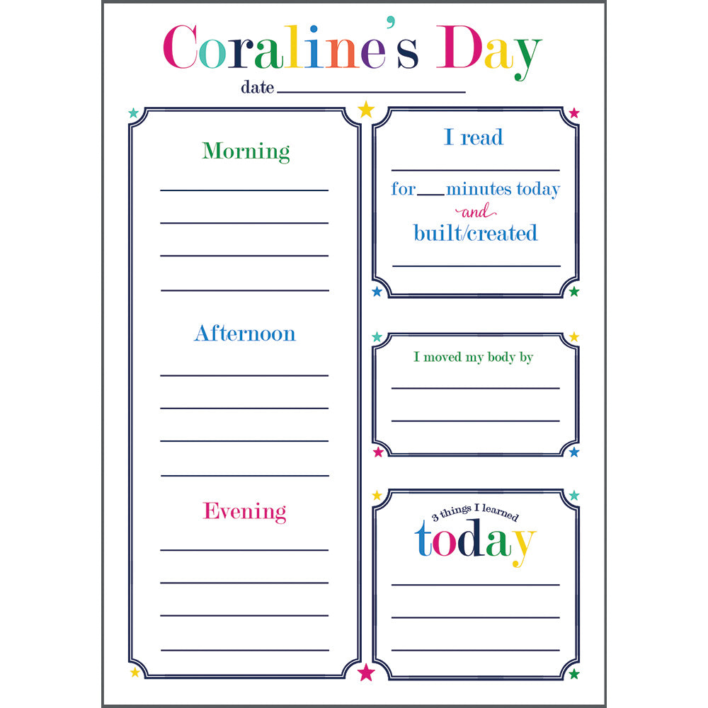 5x7 Kids Daily Planner Notepad (100 pages) | Bold Colors