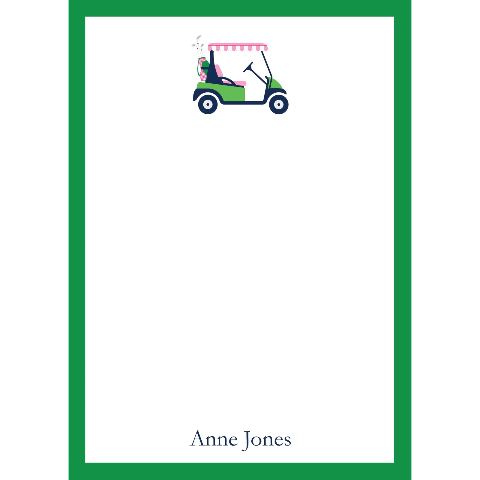 Preppy Golf Cart Personalized Notepad
