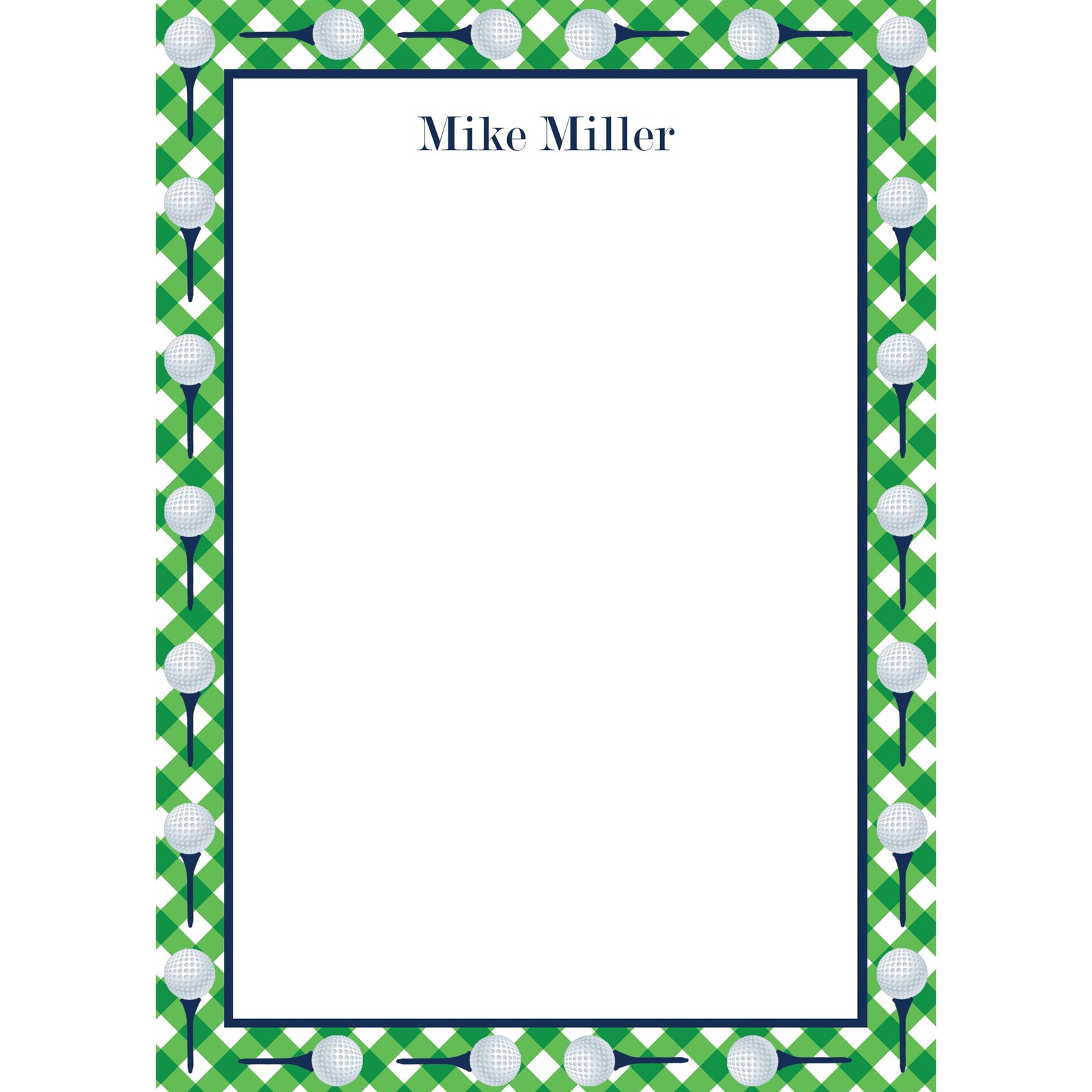 Gingham Golf Personalized Notepad