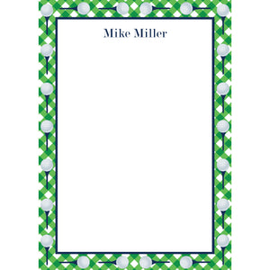 Gingham Golf Personalized Notepad