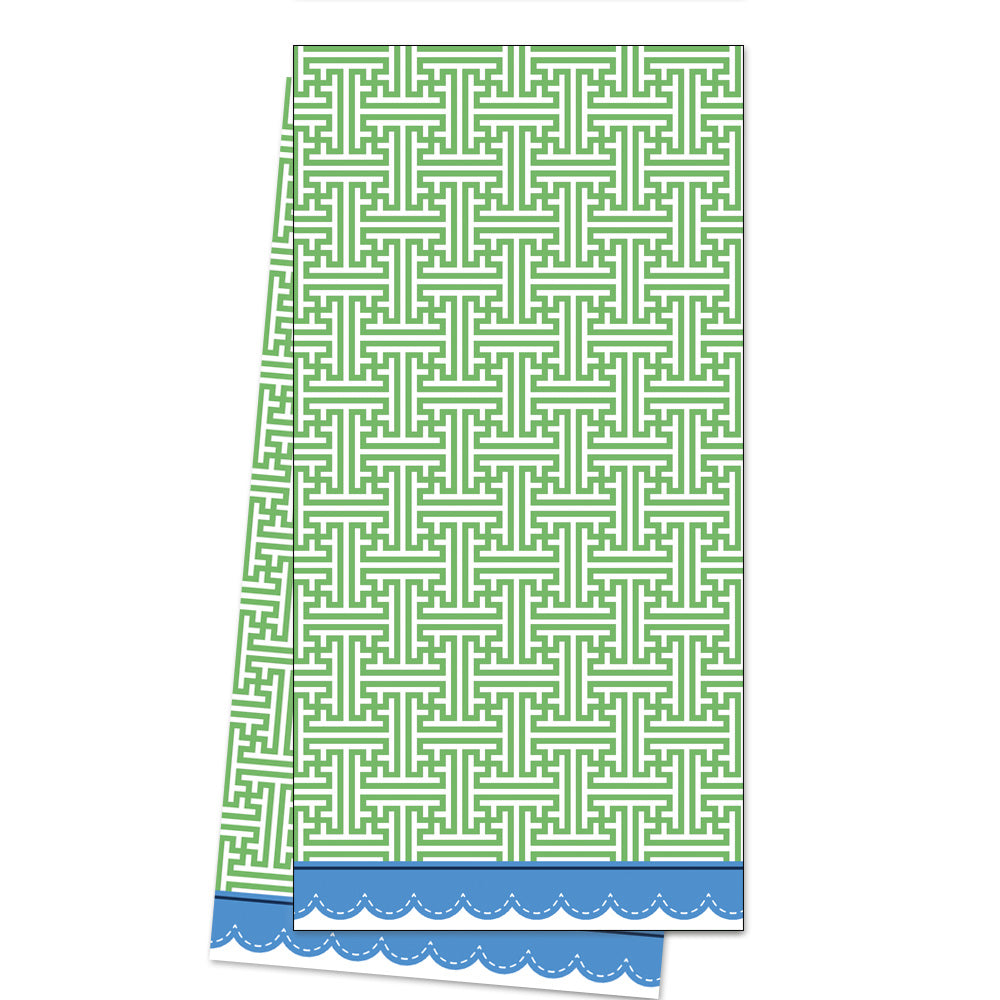WH Hostess Cotton Tea Towel | Grass Greek Key