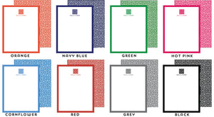 Greek Key Emblem Personalized Flat Notecards - More Colors