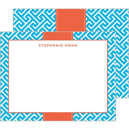 Greek Key Personalized Flat Notecards - More Color Options Wholesale
