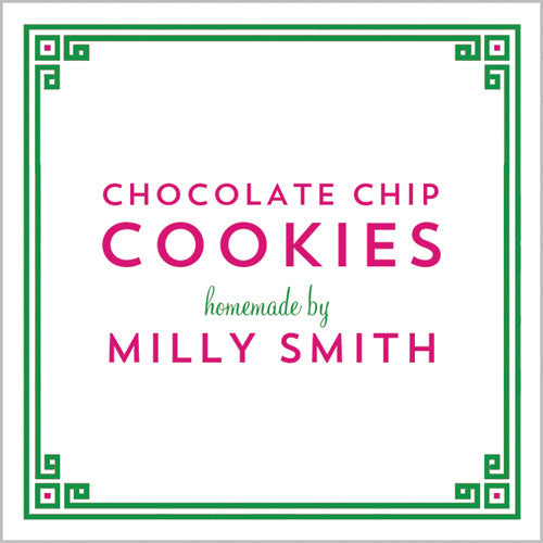 Greek Key Border Gift Sticker - Set of 24 - Green