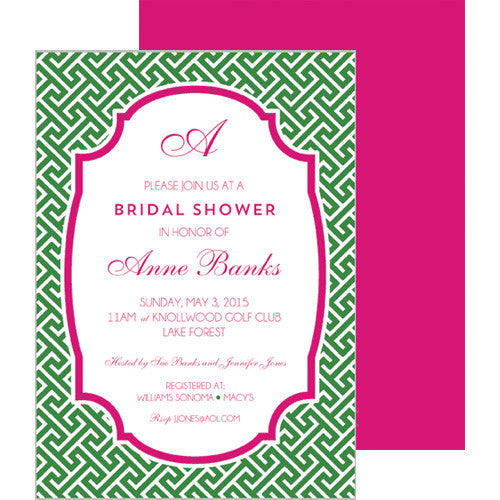 Greek Key Party Invitation - Green