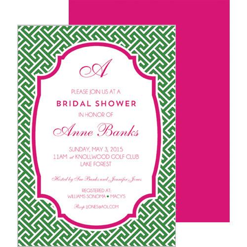 Greek Key Party Invitation - Green Wholesale