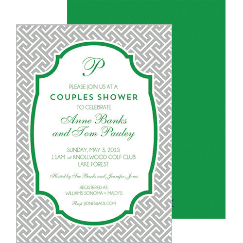 Greek Key Party Invitation - Grey