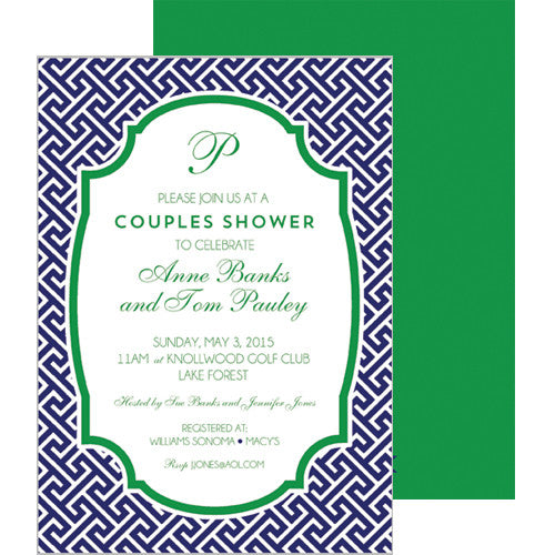Greek Key Party Invitation - Navy Blue
