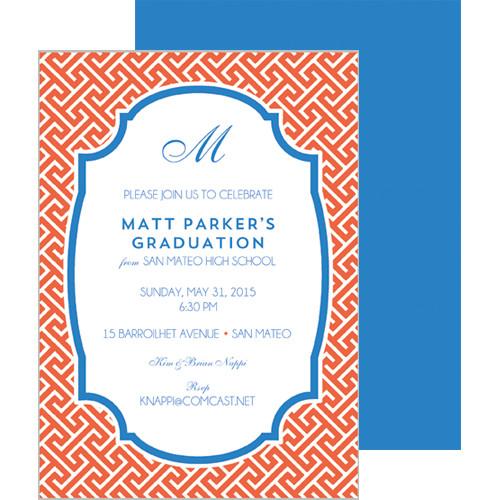 Greek Key Party Invitation - Orange Wholesale