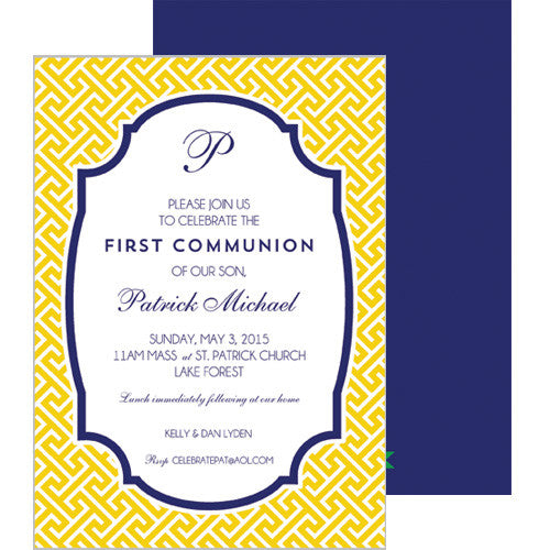Greek Key Party Invitation - Yellow