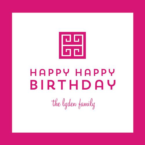 Greek Key Emblem Gift Sticker - Set of 24 - Hot Pink Wholesale