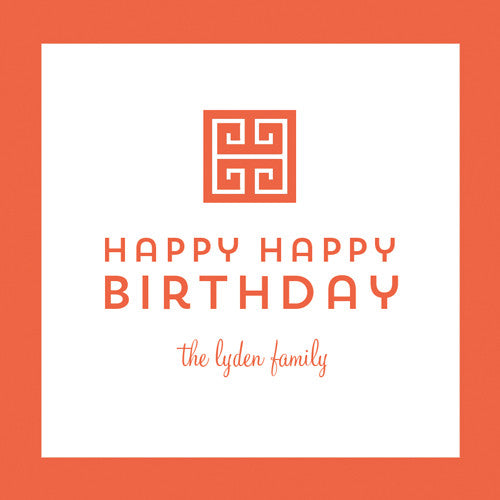 Greek Key Emblem Gift Sticker - Set of 24 - Orange