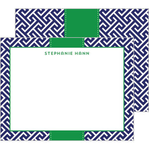 Greek Key Personalized Flat Notecards - More Color Options