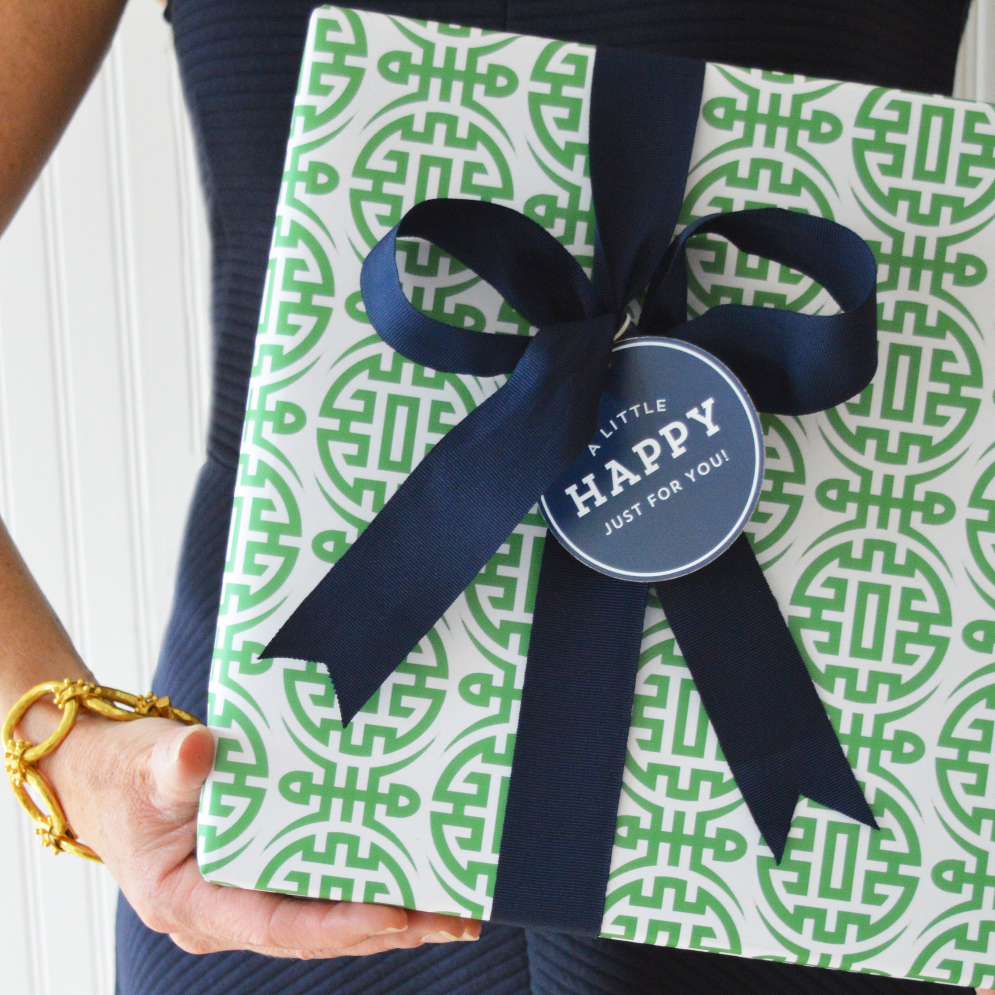 Stock Shoppe: 3" Round Navy Blue Gift Tags |  "A Little HAPPY Just for You!"