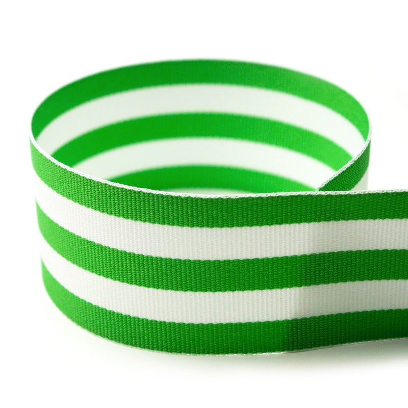 Dark green and white thin stripe ribbon
