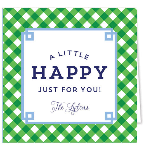 Green Gingham Check Personalized Enclosure Cards + Envelopes