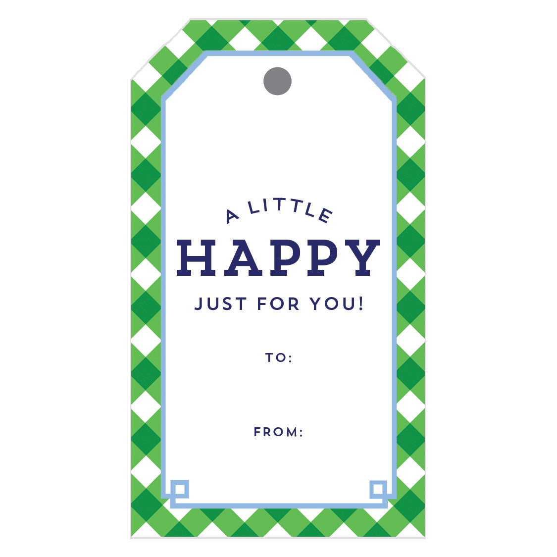 In Stock Gift Tags | Green Gingham Fretwork