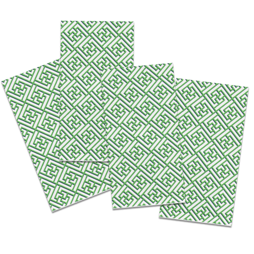 20"x20" Dinner Napkin Set of 4 | Green Trellis Fretwork