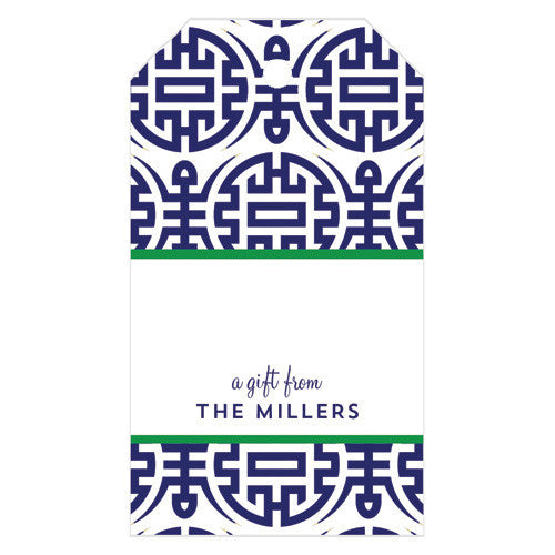 Happiness Chinoiserie Personalized Gift Tags | More Colors
