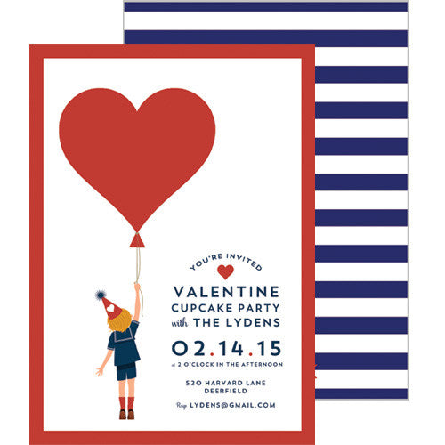 Heart Balloon Party Invitation - Boy