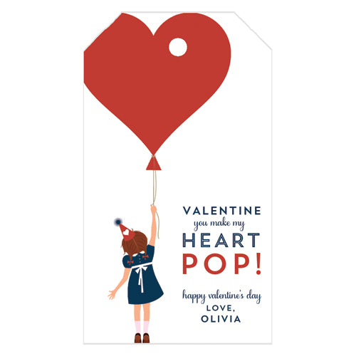 Heart Balloon Valentine Girl Personalized Gift Tags
